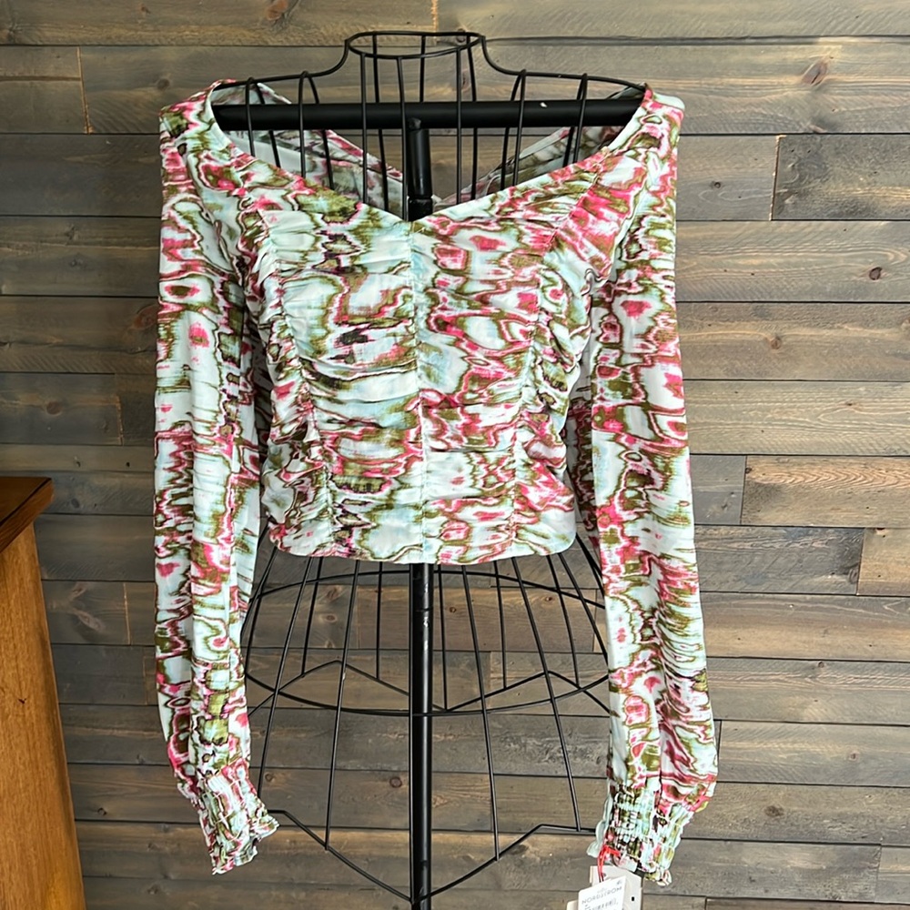 NEW Open Edit Ruched Crop Top Women’s Size Medium
